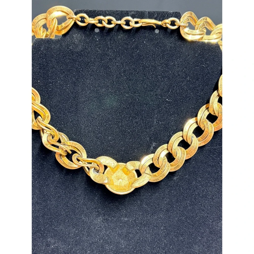Lot of 3 Vintage Monet Vintage Gold‎ Tone Signed Necklaces 80's-90's Art Deco